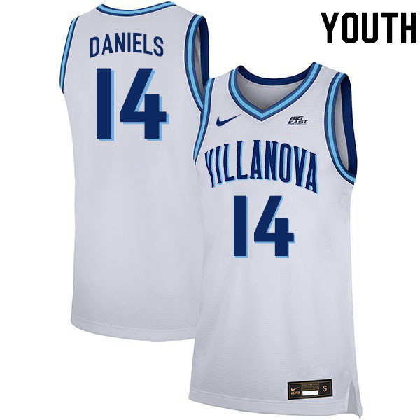 Youth #14 Caleb Daniels Willanova Wildcats College 2022-23 Basketball Stitched Jerseys Sale-White - Click Image to Close